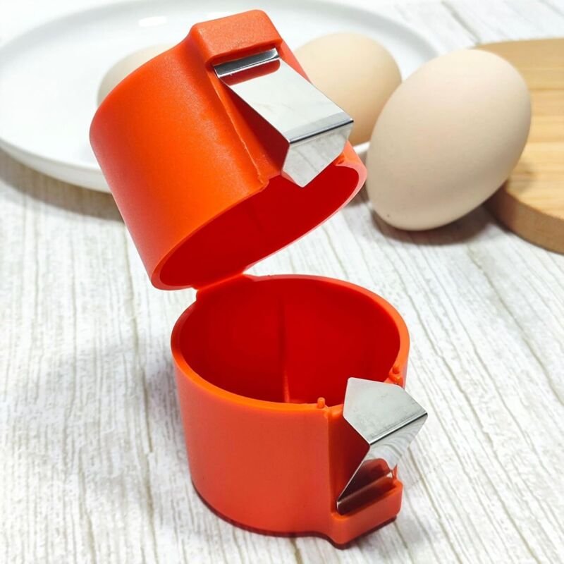 Multifunktionaler Eierknacker aus Edelstahl und PP – zum Öffnen von rohen und gekochten Eiern, einfach zu bedienen, spül...