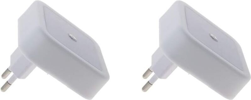 Zwei weiße Nachtlichter zum Einstecken mit warmweißen LED-Weihnachtsbirnen, Nachttischlampen mit automatischem Dämmerung...