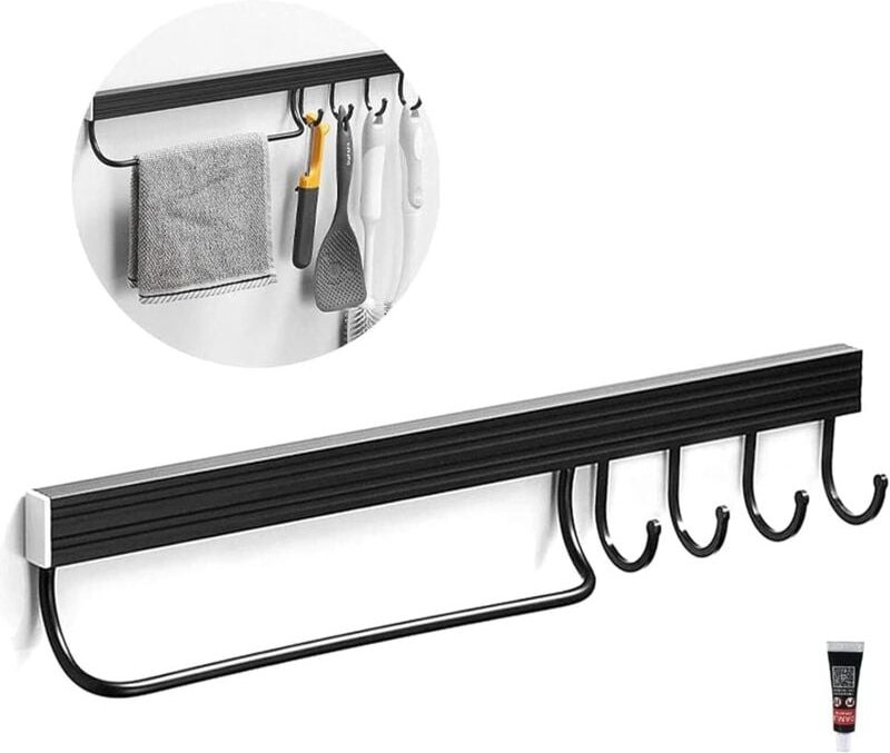 Küchenutensilienhalter, wandmontierter Utensilienhalter, Küchenutensilienstange aus Aluminium, wandmontierter Topfstände...