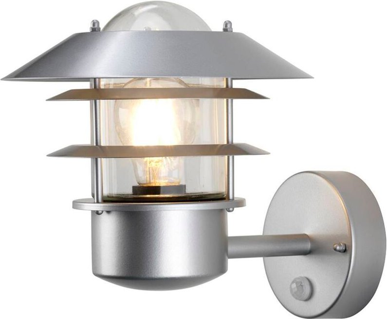 Elstead - Außenwand Laterne helsingor mit Bewegungsmelder, Silber Höhe 24cm