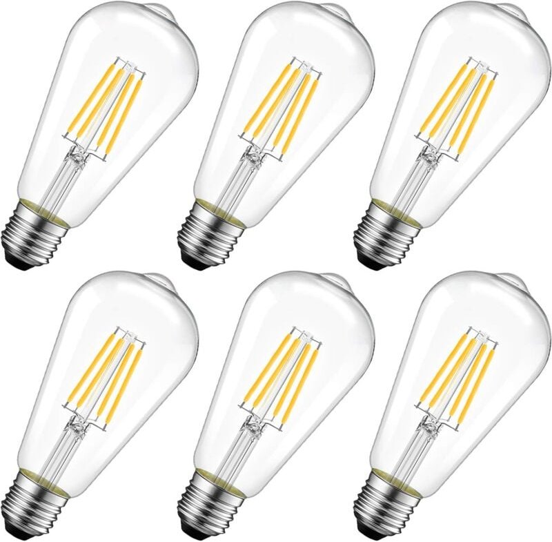 Thumbnail - LED-Filamentlampe E27 ST64 4W, Warmweiß 3000K, Retro-Glühbirne, nicht dimmbar, 6er-Pack