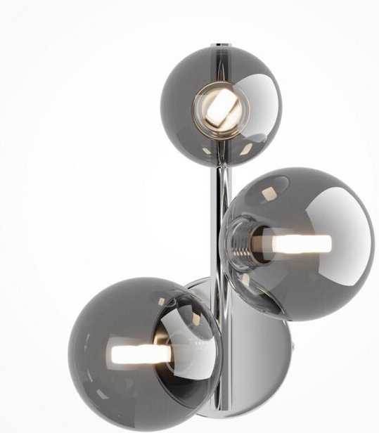 Dallas Moderne 3-flammige Wandleuchte Chrom, rauchiger Schirm, G9 - Maytoni