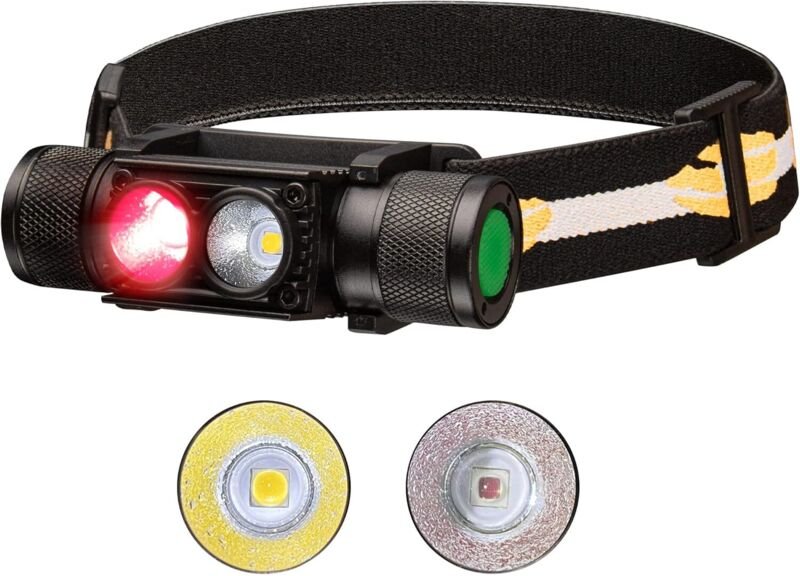 Rotlicht-Stirnlampe, wiederaufladbare H25LR LED-Superhelllampe mit 1000 Lumen, Rotlicht-Stirnlampe mit hohem Farbwiederg...