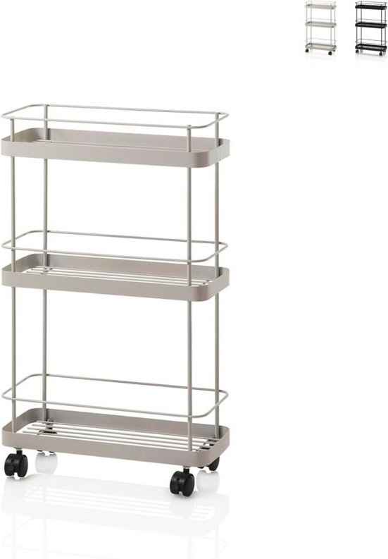 Metall-Servierwagen mit Rollen und 3 Ebenen Tris - Weiß