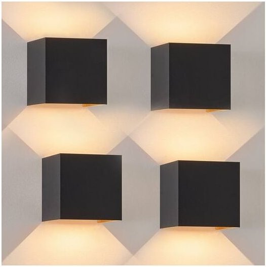 Wandleuchte Aussen led Wandlampe innen: 4er Set Außenwandleuchten Schwarz Gold Up Down Außenlampe Wand 5W IP65 Wasserdic...