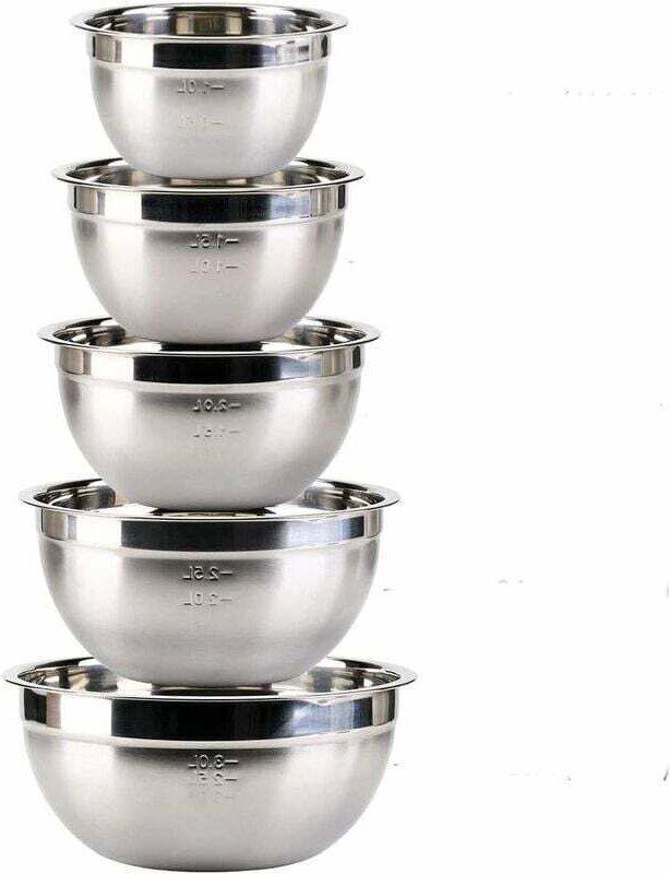 5-teiliges Edelstahl-Rührschüssel-Set, Edelstahl-Salatschüssel, Edelstahlschüssel, Größen (1,4 l, 1,9 l, 2,4 l, 3,3 l, 4...
