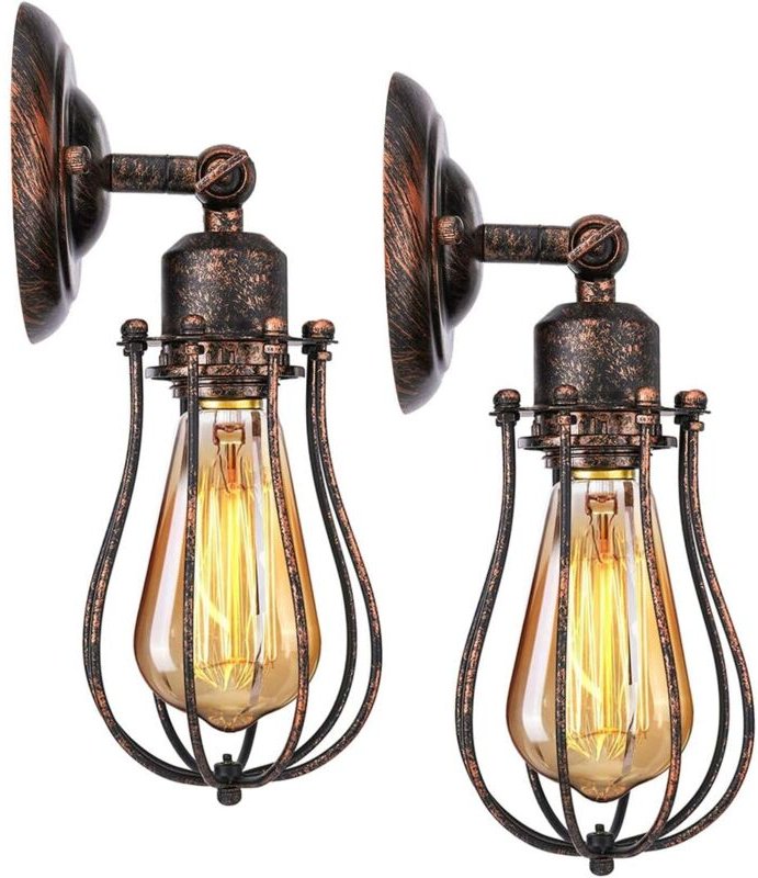 Industrielle Wand Lampe Set E27 Käfig Lampenschirm Anhänger Licht Vintage Decke Licht Dekoration Retro Innen Leuchte Für...