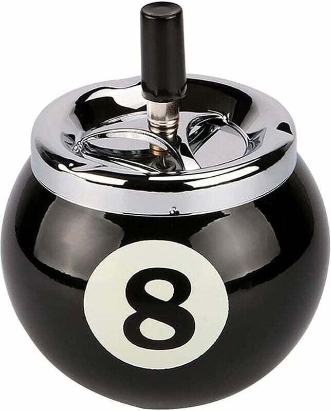 Metall-Billardkugel-Aschenbecher mit der Nummer 8 für den Innen- und Außenbereich (schwarz) - Fei Yu