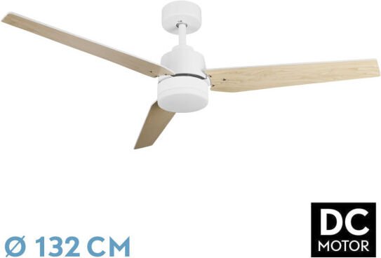 Abrila - Ventilator dc captus Farbe Weiß/Buche mit three Reversible Blades 6 einstellbare Geschwindigkeiten 3 Temperatur...