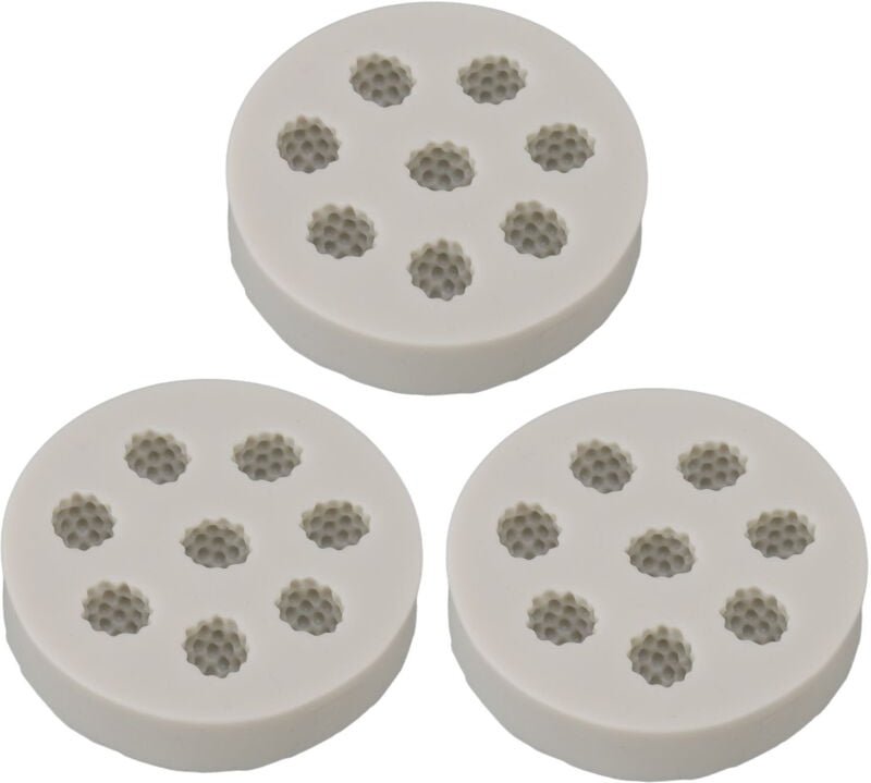 Himbeerförmige Silikonform, 3-teilig, flexibel, weich, leicht zu entformen, graue Backform für Kuchen- und Cupcake-Dekor...