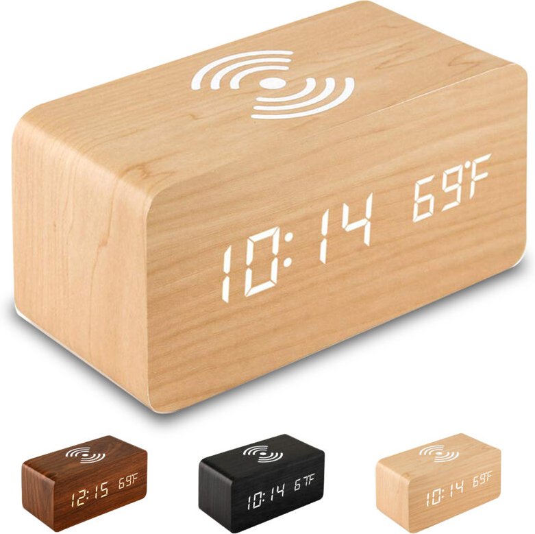 Decdeal - Digitaler Wecker mit drahtloser Ladediener -led -Temperaturanzeige