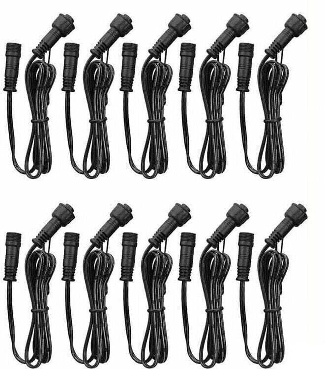 Verlängerungskabel, 10er-Pack, für LED-Einbaustrahler, wasserdicht IP67, 1 m, 2-polig, mit Steckern und Buchsen.. Debuns