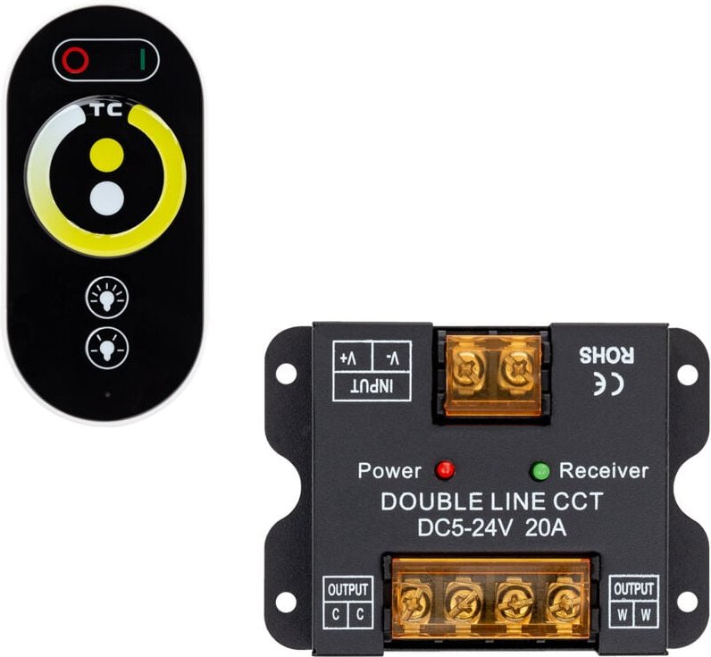Controller Dimmer 24V DC + RF Fernbedienung für Dim To Warm Wählbar (Warm-Neutral)