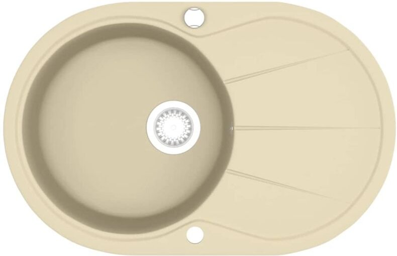 Granitspüle Einzelbecken Oval Beige - Vidaxl