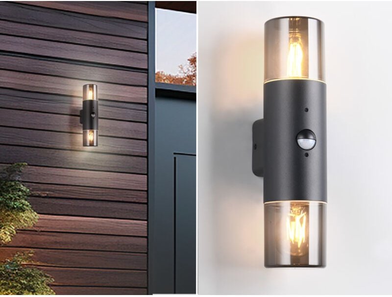 Außenwandleuchte hoosic Up and Down mit Bewegungsmelder Schwarz, Höhe 33cm