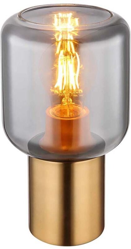 Tischlampe Beistelllampe Schlafzimmerlampe Schreibtischlampe Messing Glas h 24cm