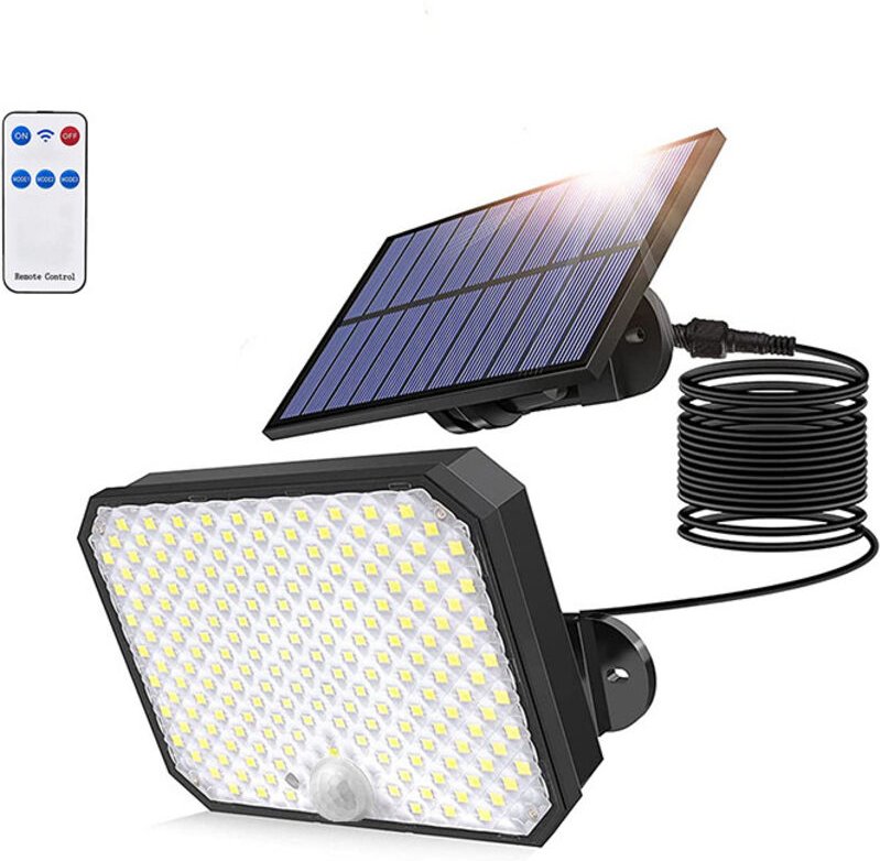 Ultra-Solar-Außenleuchten, 4000 lm, Solar-Flutlichtstrahler mit Bewegungsmelder und Fernbedienung – wasserdicht (IPX5)