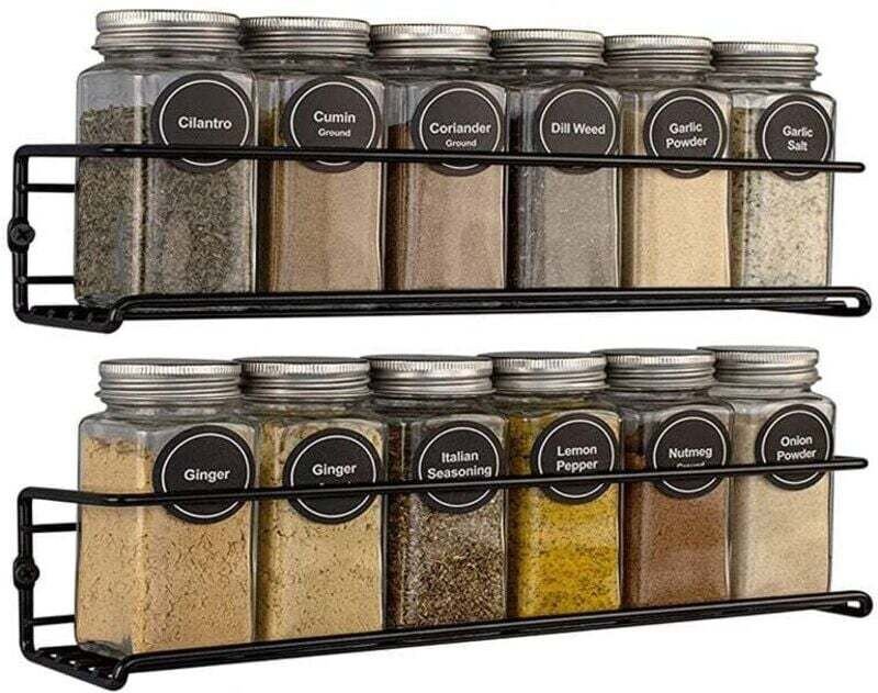 XU 2-stöckiges Gewürzregal aus Edelstahl zur Wandmontage, 2er-Pack, inklusive Kleber und Schrauben, ideal für die Küche ...
