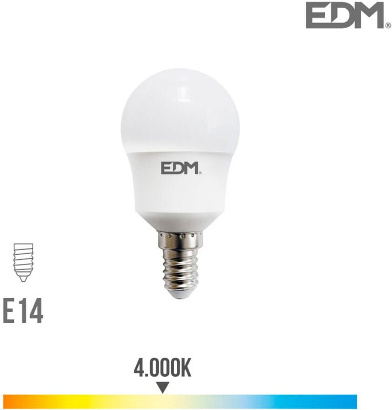 EDM - Sphärische LED-Glühbirne E14 8,5 w 950 lm 4000 k Tageslicht Ø4,5 x 8,7 cm