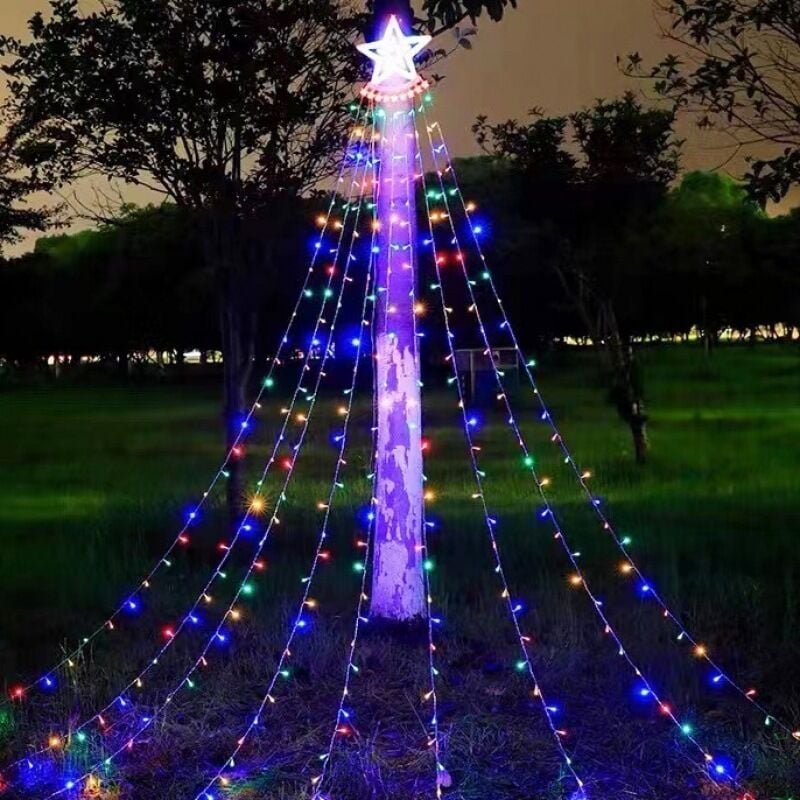 Lichterketten, solarbetrieben, fünfzackige Sternlichter, led, 9 nachlaufende Wasserfall-Meteorlichter, Outdoor, Garten, ...