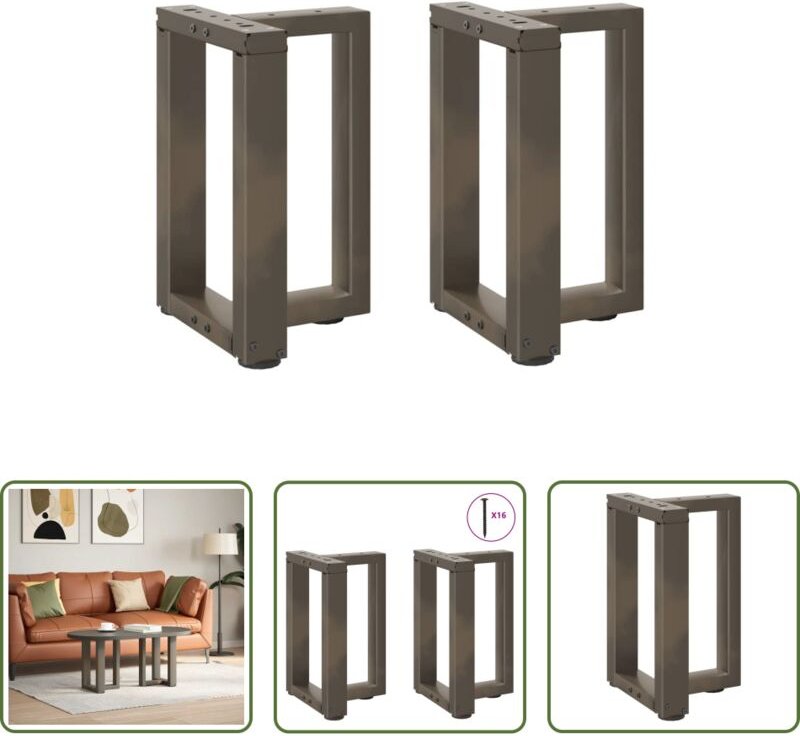 vidaXL Naturstahl - Couchtischbeine T-Form 2 Stk. Naturstahl 38x25x(42-43) cm Stahl