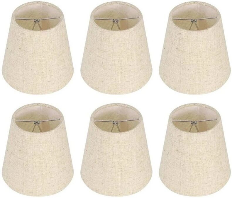 6er-Set Tischlampenschirme, Klemmlampenschirme, Ersatz-Leinenlampenschirme, kleine Lampenschirme mit Clips für den Nacht...