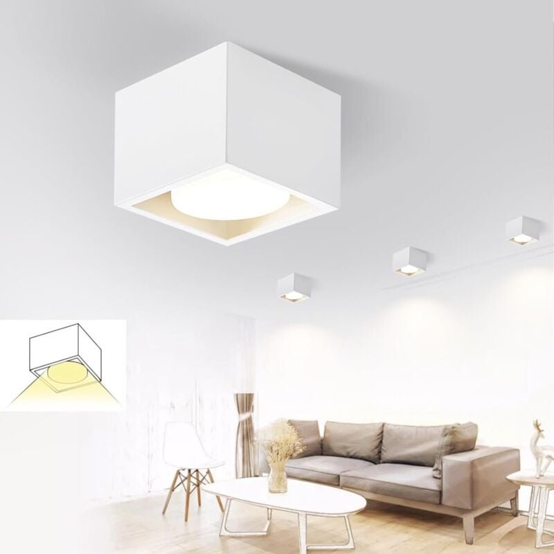 Thumbnail - Deckenspots led Weiß Aufbaustrahler - Spots Deckenleuchte Aufputz Warmweiß Deckenstrahler Eckig GX53 Spotleuchte 5W Flac...