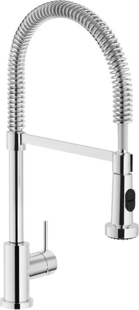 Einhebel-Spültischmischer mit Handbrause mit 2 verstellbaren Düsen aus verchromtem Messing – Nobili