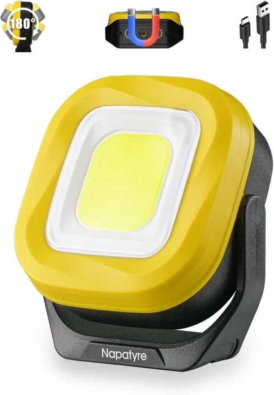 Wiederaufladbarer LED-Flutlichtstrahler, 1000 lm, tragbarer LED-Baustellenstrahler mit 180°-Magnetfuß, 4 Modi, 2000 mAh,...