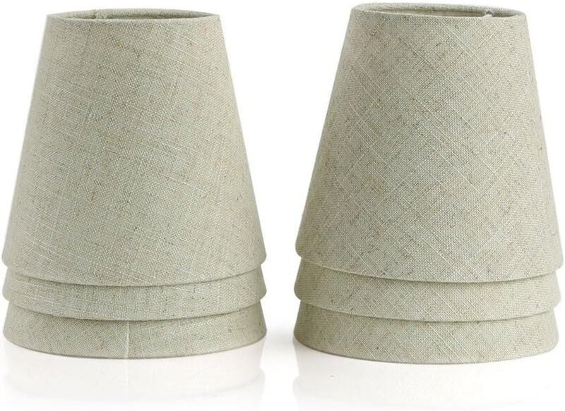 Kerzenschirme, Kristall-Kronleuchter, Wandleuchte, Hängelampe, Lampenschirm aus Stoff (6er-Set, Beige)