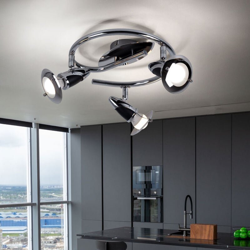 Led Deckenlampe Spotrondell Deckenleuchte 3 flammig Metall Holz Esszimmerlampe led Deckenstrahler Rondell, 3x E14 led, 3...