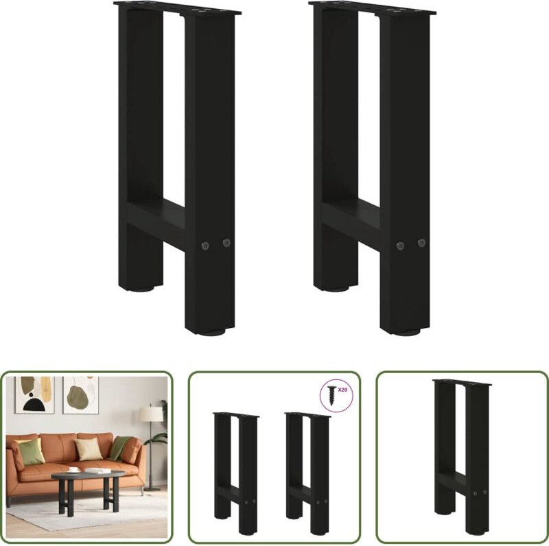 vidaXL Stahlbein - Couchtischbeine Schwarz 2 Stk. 38x(42-43) cm Stahl
