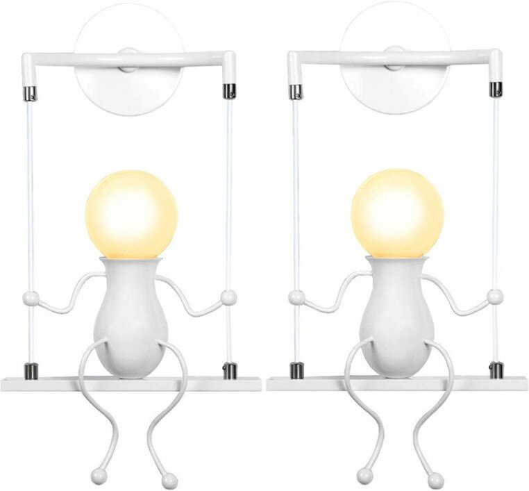2er Wandleuchte Kreativ LED Humanoid Wandlampen Moderne Kleine Leute für Schlafzimmer, Kinderzimmer, Wohnzimmer, Treppe,...