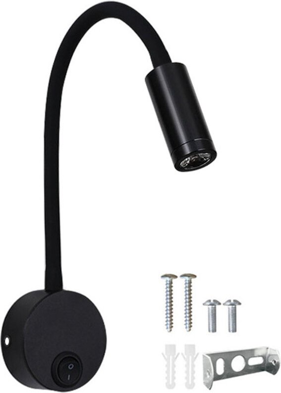 3W LED Schwanenhals Wandleuchte Warm 3000K, mit Kabel, Drehbare Spotlight Nachttischlampe, Wandmontiertes Leselicht