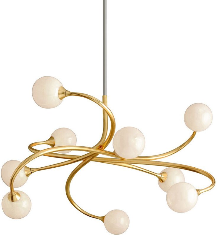 Signature 9-flammiger Kronleuchter Blattgold, Glas