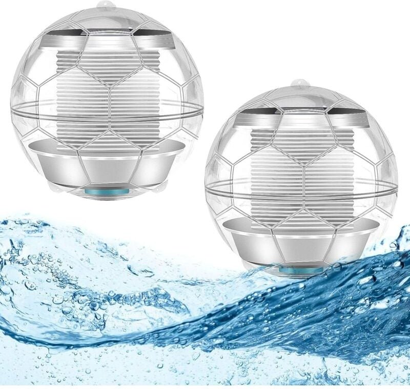 Thumbnail - 2er-Pack dekorative Solar-Außenlampe, 7 farbwechselnde LED-Solar-Kugellampe, wasserdichte Schwimmbad-Schwimmlampe für Ga...
