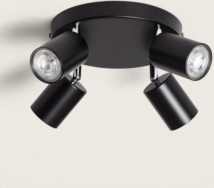 Deckenleuchte verstellbar Rund Metall 4 Strahler Albus Black Schwarz