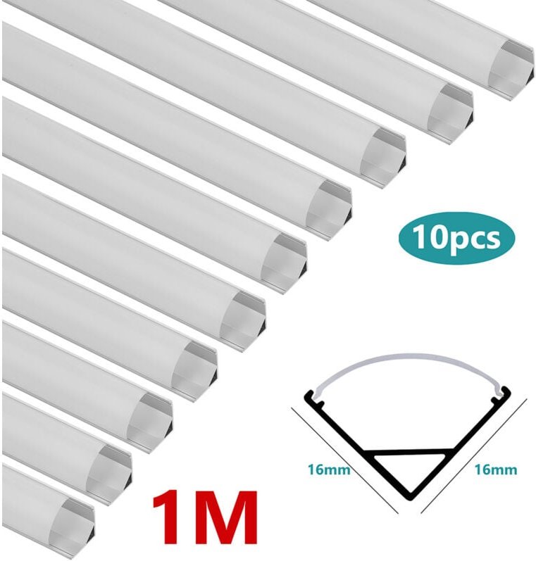 10x1m led Aluminium Profil led Aluprofil Alu Schiene Leiste Inner Modelle für led Streifen Eloxiert Leuchte V-form - Swa...