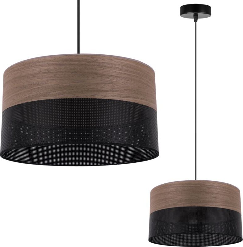 Einzelne Hängelampe, Lampenschirm Aus Nussbaumfurnier, 30 Cm