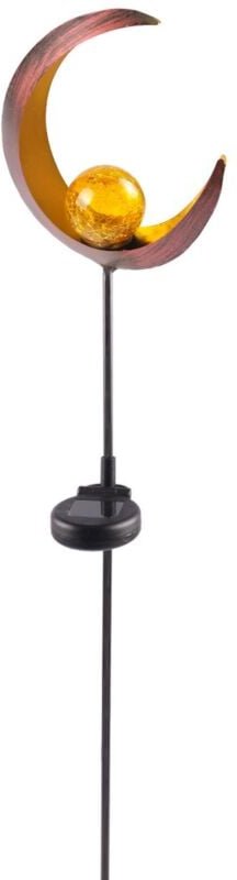 Solar Metall-Gartenstecker 95cm led Glaskugel Gartendeko Stern oder Mond - Mond