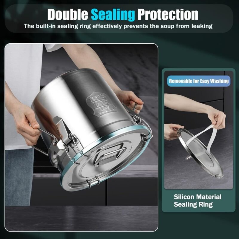 12L Edelstahl Getreidebehälter Küche Lebensmittel Mehl Öl Vorratsbehälter Kanister Eimer mit Deckel für Aufbewahrung ver...