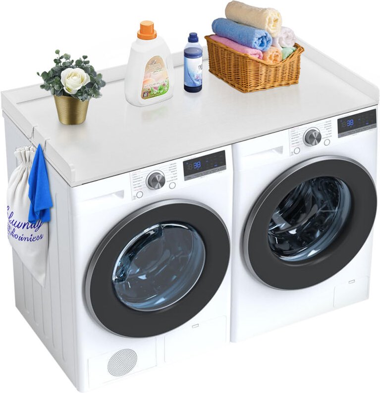 Arbeitsplatte für Waschmaschine und Trockner, 1370 x 700 x 69 mm Holzarbeitsplatte wasserabweisende Waschmaschinenabdeck...