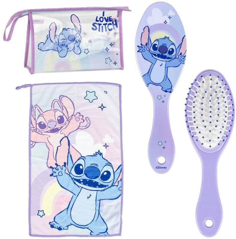 Kulturtasche Reisezubehör Stitch mit Kamm, Handtuch und Tasche de Stitch - Kulturtasche Stitch für Reise oder Schule