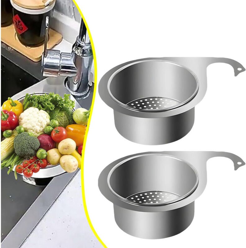 2er-Pack Edelstahl-Schwanen-Siebkorb,Küchenspüle, Ablaufkorb, kein Bohren, runde Spüle, Lebensmittelsieb, ideale multifu...