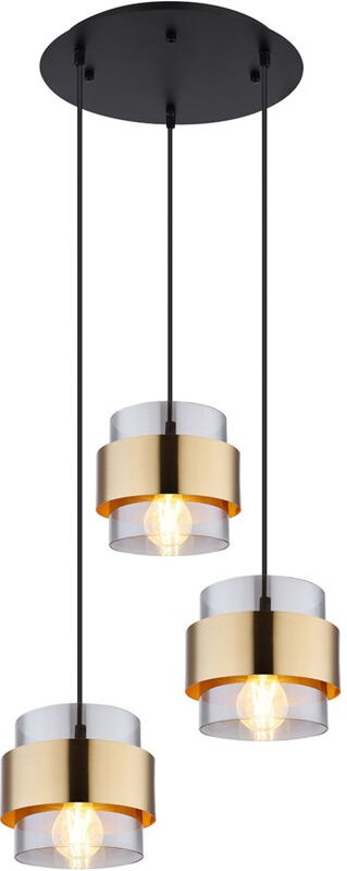 Pendelleuchte milley 3-flammig mit Rauchglas und Messing, ø 45cm