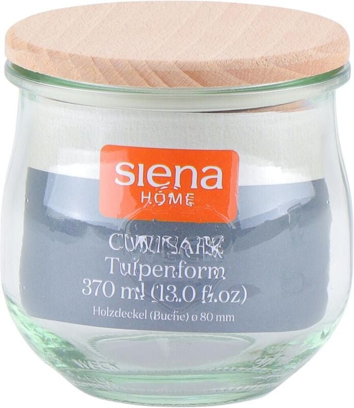 Siena Home - Tulpe-Glas 'Cucinare' hd 370 ml Weck-Glas, Buchenholz-Deckel