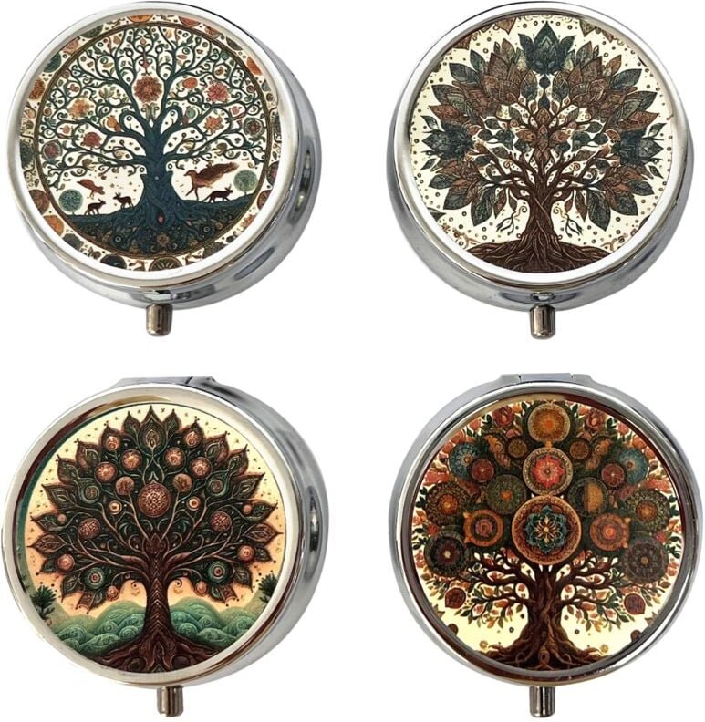 Signes Grimalt - Baum-Pillendose mit 4 Fächern, ethnisches Design, originelles Geschenk