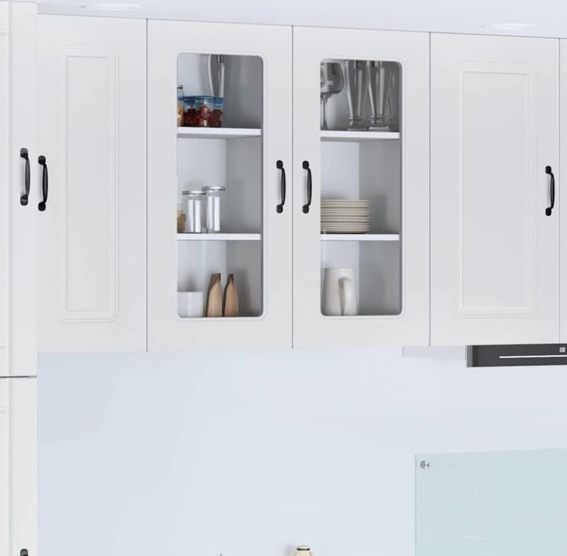 Küchenschrank mit Regal 2 pcs Hochglanz Weiß 40 x 31 x 80 cm vidaXL