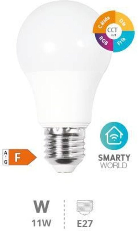 GSC - Intelligente Standard-LED-Glühbirne 'A60' über wifi und Bluetooth, E27 (11W RGB+3CCT 1055lm) IP20 Ø60x125mm