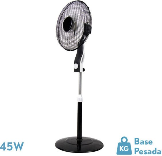 Fabrilamp - Ventilator de foot magic schwarz/weiß 3 Geschwindigkeiten 45w 3 Flügel schwenkbar fest und drehbar regx41x41...